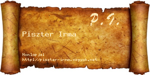Piszter Irma névjegykártya